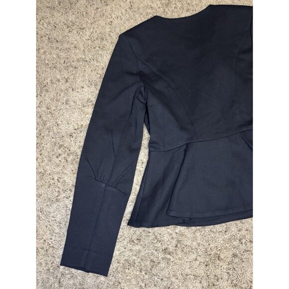 CABI Agency Blazer Jacket Black Snap Button Peplum Ponte Knit Career Office Sz 6 - Picture 7 of 12